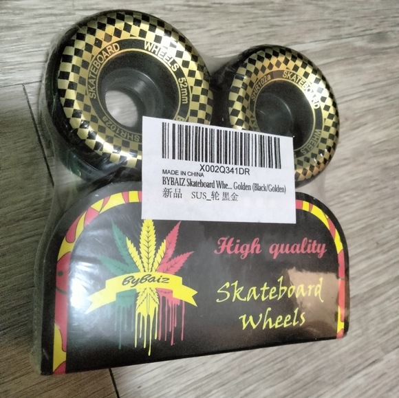 Gold & Black Plaid Skateboard Wheels - Picture 2 of 3